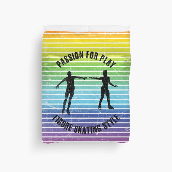 Item preview, Black silhouettes of figure skaters couple against the background of rainbow stripes designed and sold by HarridanCreates.