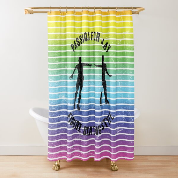 Item preview, Black silhouettes of figure skaters couple against the background of rainbow stripes designed and sold by HarridanCreates.