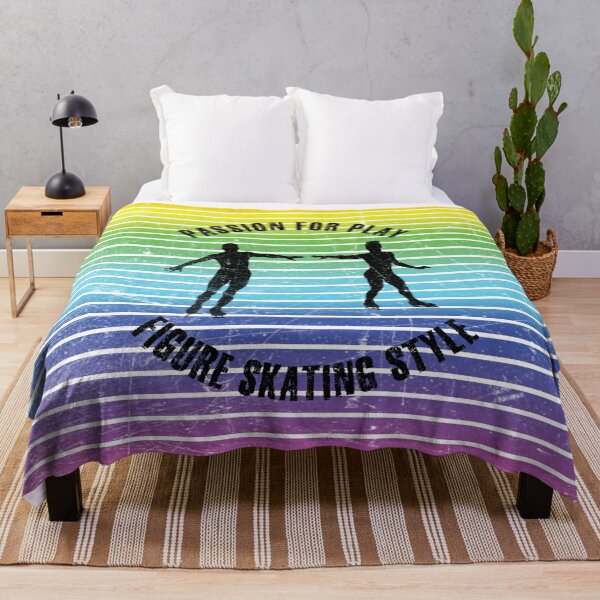 Item preview, Black silhouettes of figure skaters couple against the background of rainbow stripes designed and sold by HarridanCreates.