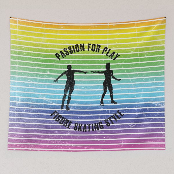 Item preview, Black silhouettes of figure skaters couple against the background of rainbow stripes designed and sold by HarridanCreates.