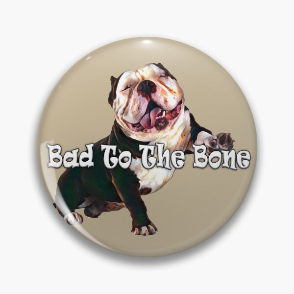 Item preview, BAD TO THE BONE, AINT HE SO CUTE GREAT DESIGN FOR BRITISH BULL DOG LOVERS designed and sold by Barbara Jean Photo Art And Design.