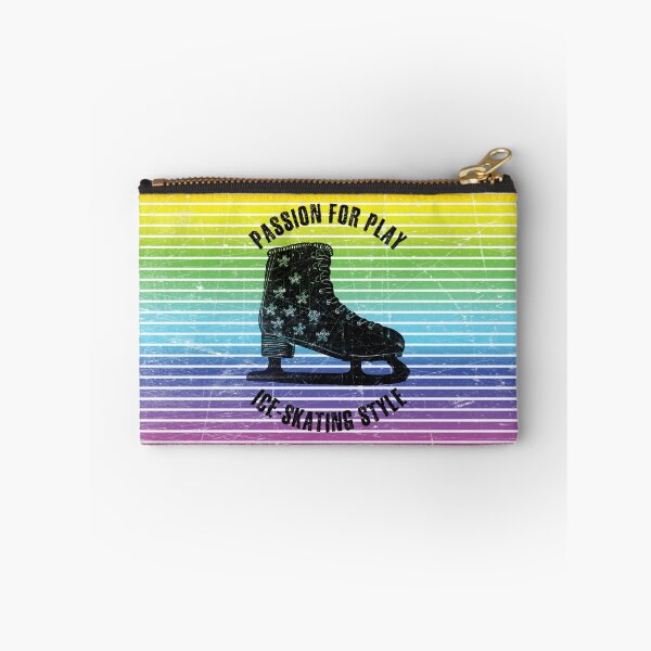 Item preview, Black silhouette of skate against the background of rainbow stripes designed and sold by HarridanCreates.