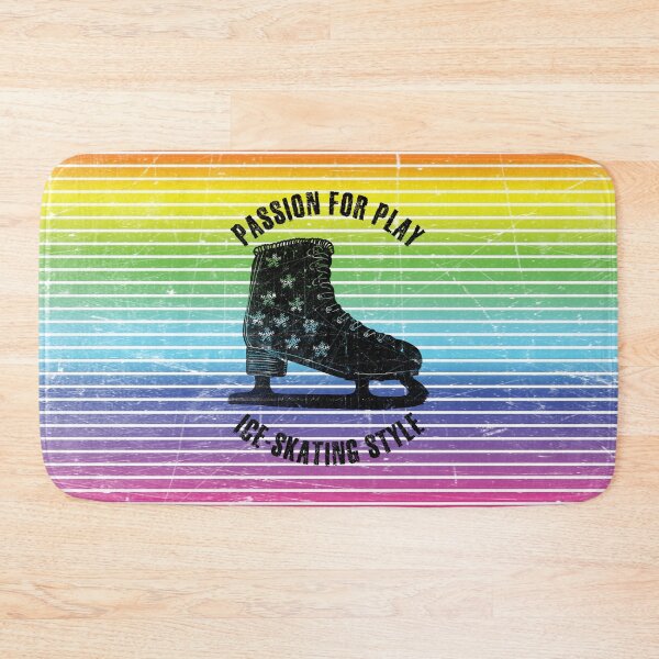 Item preview, Black silhouette of skate against the background of rainbow stripes designed and sold by HarridanCreates.