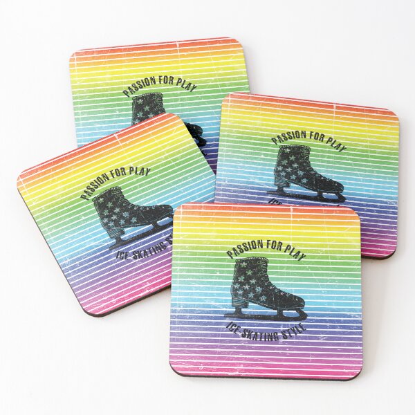 Item preview, Black silhouette of skate against the background of rainbow stripes designed and sold by HarridanCreates.