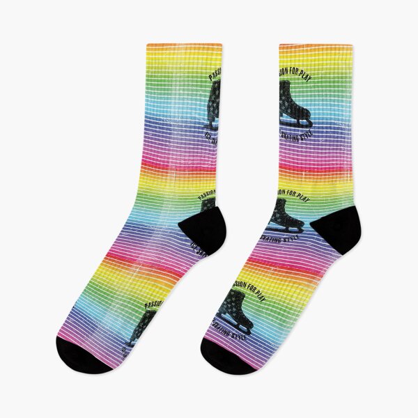 Item preview, Black silhouette of skate against the background of rainbow stripes designed and sold by HarridanCreates.