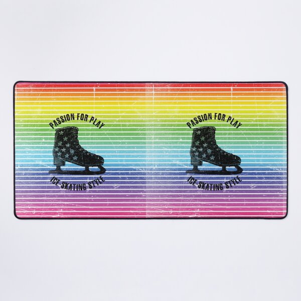Item preview, Black silhouette of skate against the background of rainbow stripes designed and sold by HarridanCreates.