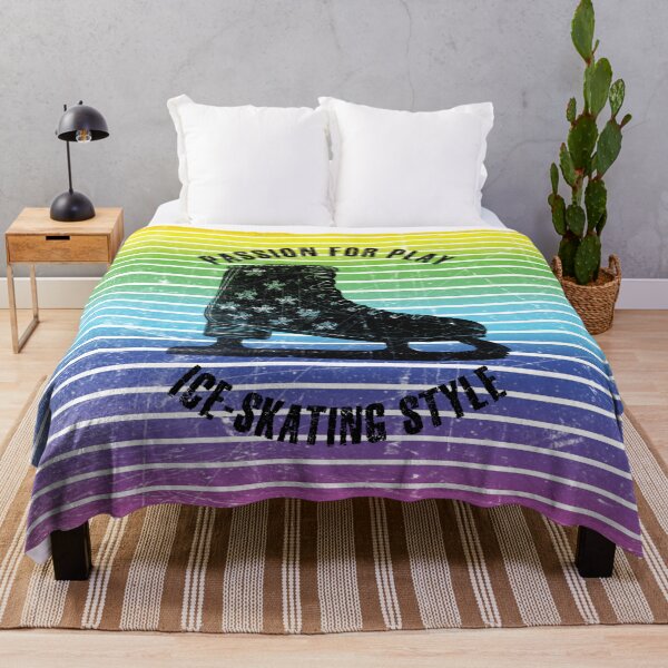 Item preview, Black silhouette of skate against the background of rainbow stripes designed and sold by HarridanCreates.
