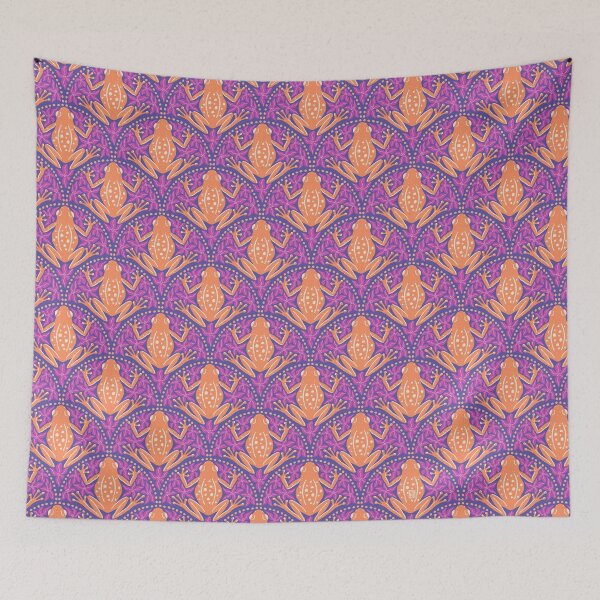 Item preview, Frogs and Florals - Orange Frog, Magenta Flowers, Purple Flowers designed and sold by Paige Brady Design.