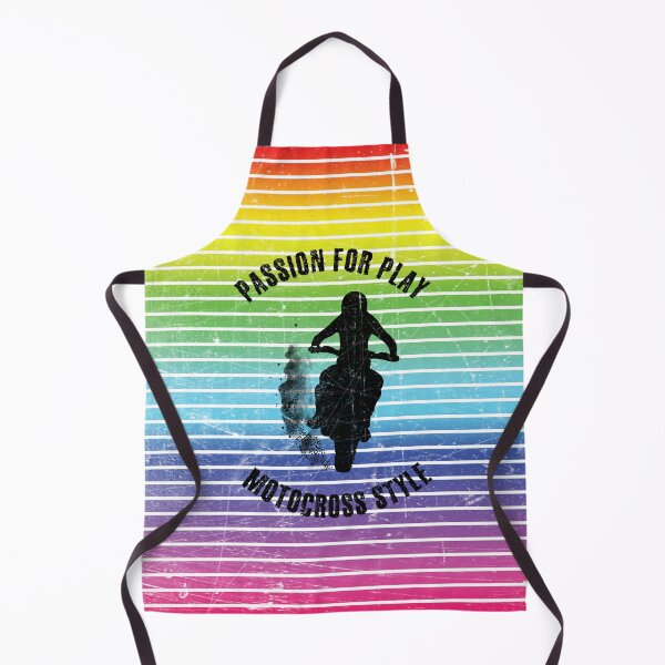 Item preview, Black silhouette of motocross rider against the background of rainbow stripes designed and sold by HarridanCreates.