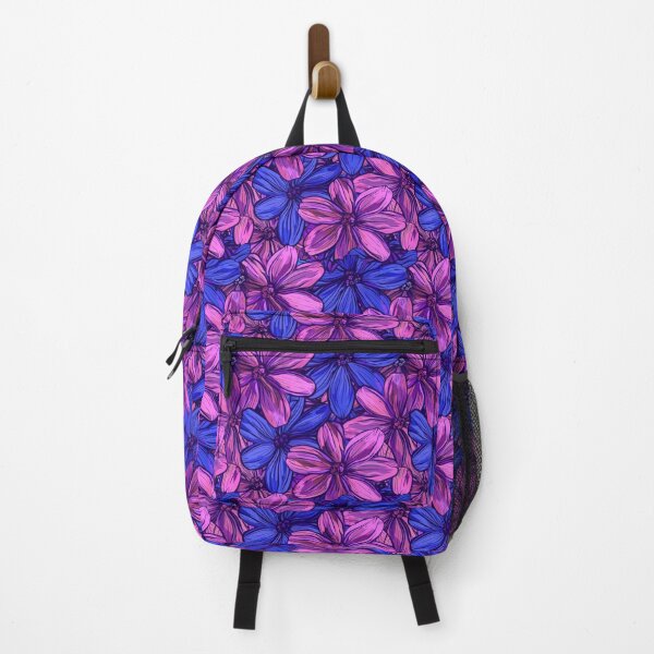Item preview, Flower, graphic image, dark blue flowers alternating with dark pink. Beautiful minimalist style line drawings. designed and sold by Icon-Network.