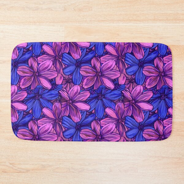 Item preview, Flower, graphic image, dark blue flowers alternating with dark pink. Beautiful minimalist style line drawings. designed and sold by Icon-Network.