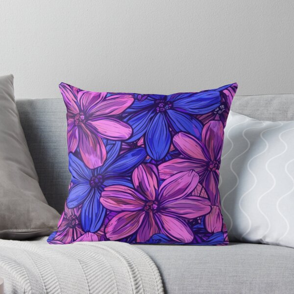 Item preview, Flower, graphic image, dark blue flowers alternating with dark pink. Beautiful minimalist style line drawings. designed and sold by Icon-Network.