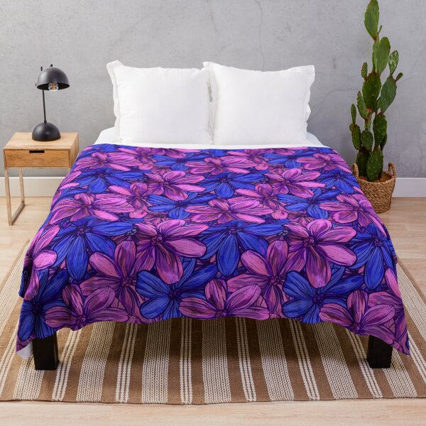 Aperçu de l'œuvre Fleur, image graphique, fleurs bleu foncé alternant avec du rose foncé. Beaux dessins au trait de style minimaliste. créée et vendue par Icon-Network.
