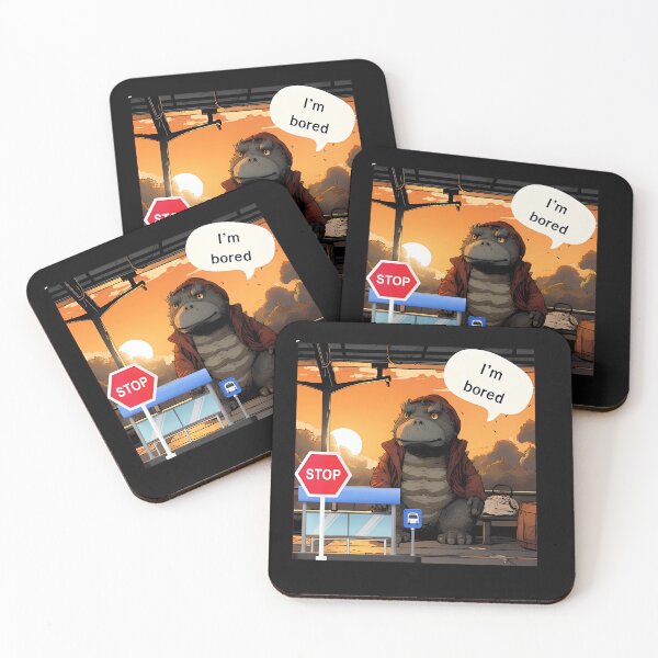 Item preview, Godzilla waits for the bus at the bus stop with a bored expression on his face designed and sold by MilkyBerryShop.