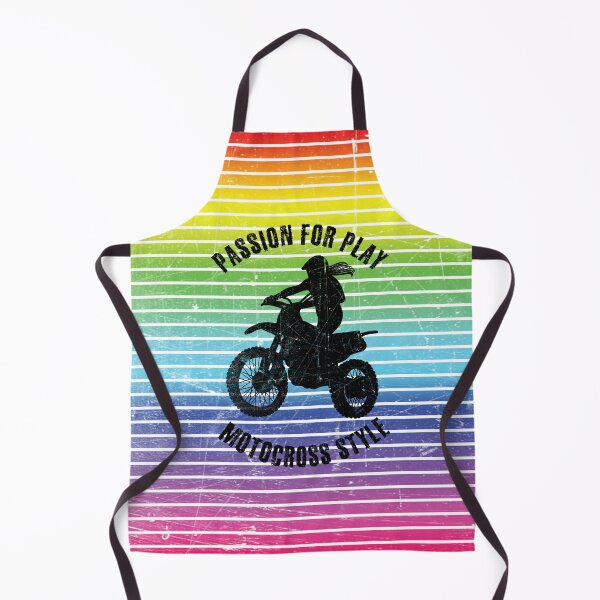 Item preview, Black silhouette of a female motocross rider against the background of rainbow stripes designed and sold by HarridanCreates.