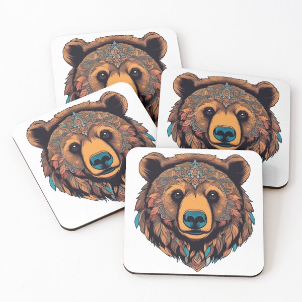 Item preview, Mystical bear with colorful tribal jewelry designed and sold by Ink-Kreativ.