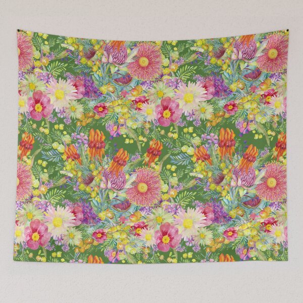 Item preview, Australian Wildflowers Summer Green designed and sold by Sketchbook Designs.