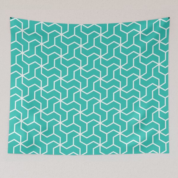 Item preview, Teal Blue Zigzag Hexagons Angle Modern Art Deco Moroccan Geometric Scandi Pattern designed and sold by PenguinForests.