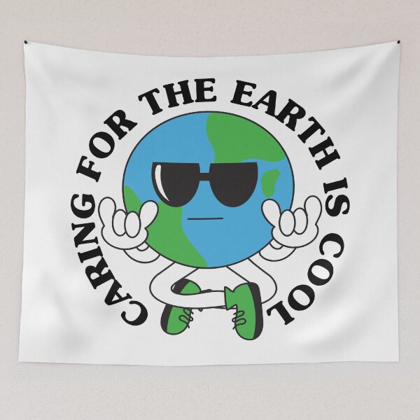 Item preview, Caring for the Earth Is Cool - Earth Day - Retro  designed and sold by TheLoveShop.