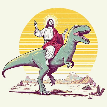 Artwork thumbnail, Jesus Riding Dinosaur by HowToCanadian