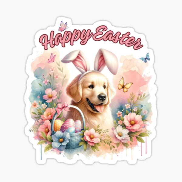 Aperçu de l'œuvre Joyeuses Pâques - Golden Retriever créée et vendue par critterpatchusa.
