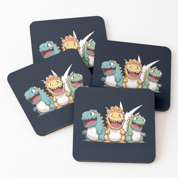 Item preview, three Godzilla happy mood in kawaii cartoon style designed and sold by MilkyBerryShop.