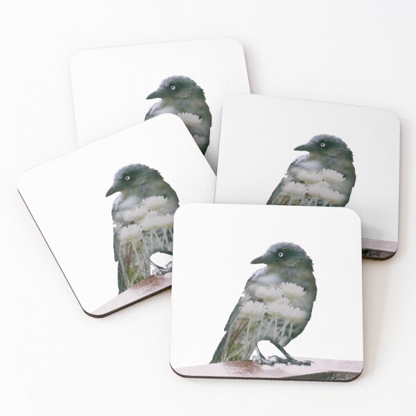Item preview, Crow with White Alpine Daisies - Double Exposure designed and sold by Blue Chipmunk Design.