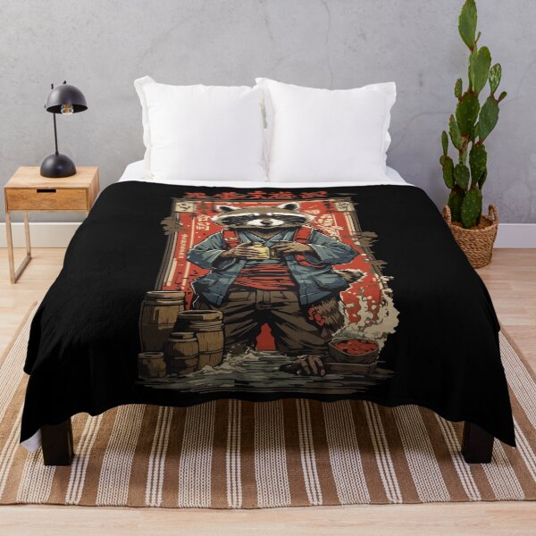 Item preview, Raccoon Loves Japanese Sake Vintage Art designed and sold by LuminOrb.