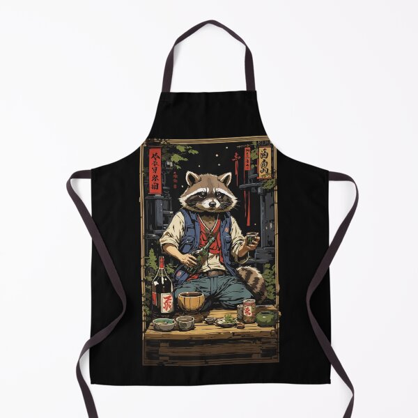 Item preview, Raccoon Japanese Sake Vintage Poster Art designed and sold by LuminOrb.