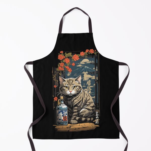Item preview, Cat and Japanese Sake Vintage Art designed and sold by LuminOrb.