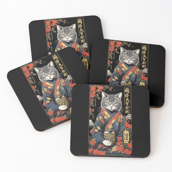 Item preview, Funny Cat Sake Vintage Japan Art designed and sold by LuminOrb.