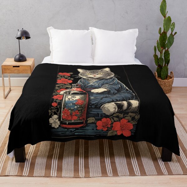 Item preview, Cat Japanese Sake Vintage Art designed and sold by LuminOrb.