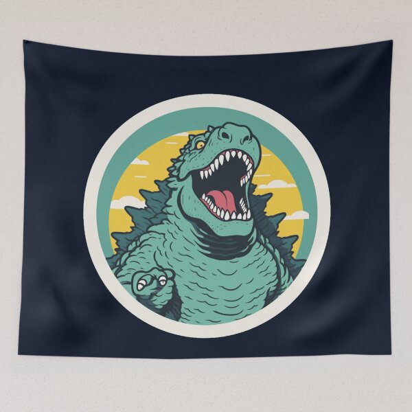 Item preview, green godzilla roars in logo japanese style  designed and sold by MilkyBerryShop.