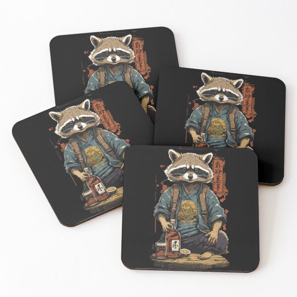 Item preview, Raccoon Japanese Sake Vintage Art designed and sold by LuminOrb.