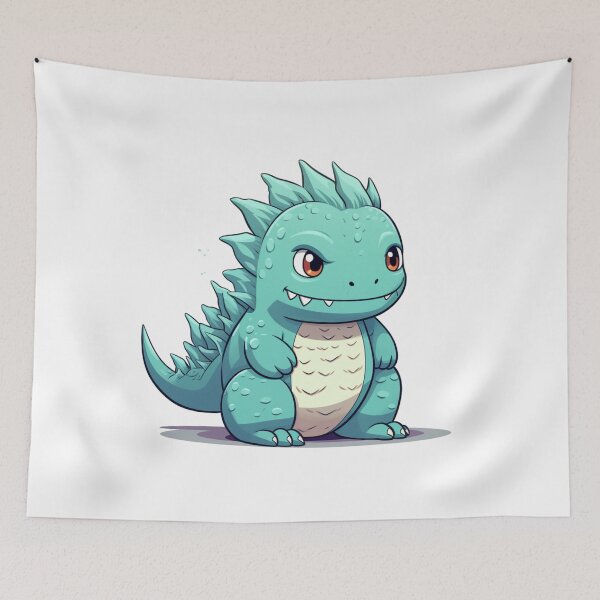 Item preview, Cute Godzilla happy mood in kawaii cartoon style designed and sold by MilkyBerryShop.