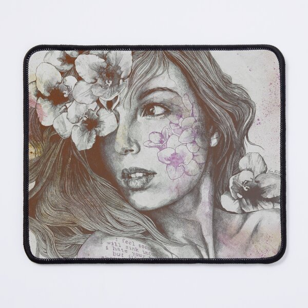Item preview, Mascara violet | woman face drawing with white flowers designed and sold by Marco Paludet.
