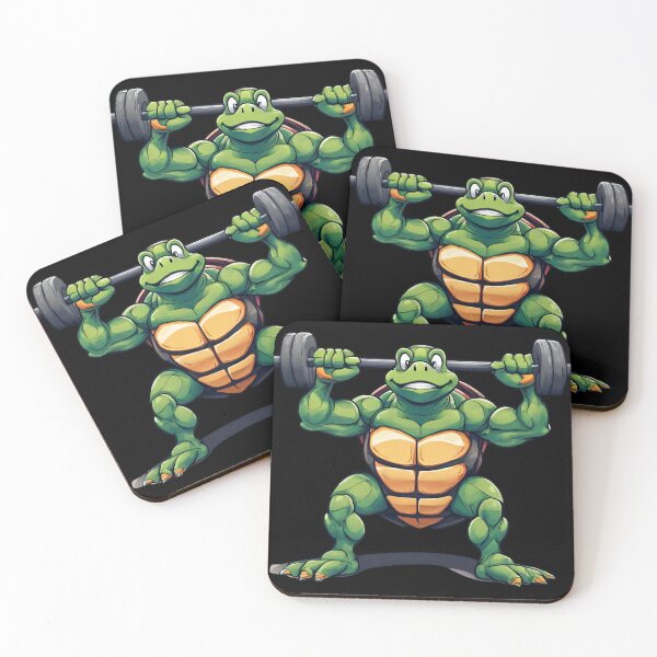 Item preview, Weightlifter turtle cartoon designed and sold by Amzg-Designs.