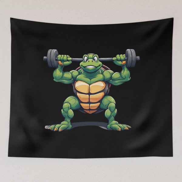 Item preview, Weightlifter turtle cartoon designed and sold by Amzg-Designs.