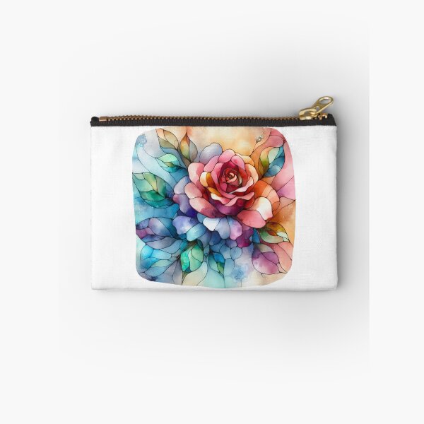 Item preview, Colorful watercolor rose in stained glass retro vintage aesthetic art  designed and sold by WindInMay.