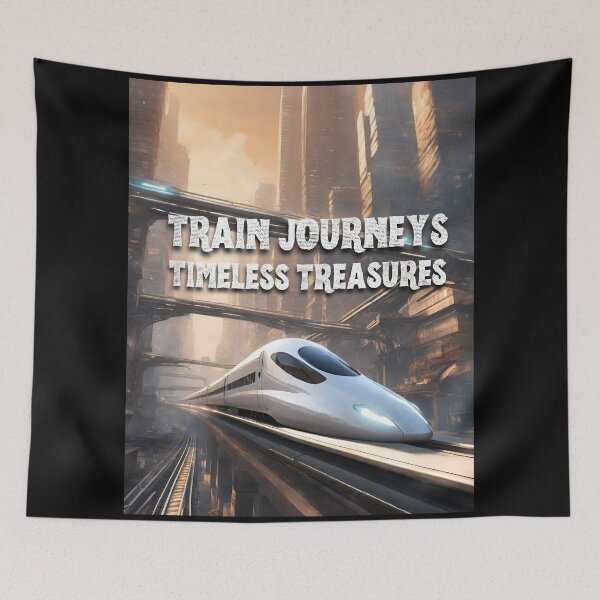 Item preview, Train journeys timeless treasures bullet train zooming across a network of elevated tracks, soaring above a sprawling urban landscape designed and sold by TrainJourney.