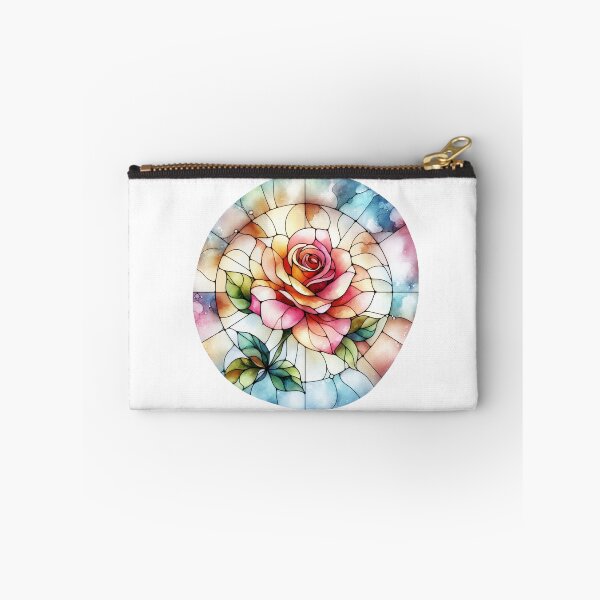 Item preview, Gothic watercolor rose in stained glass retro vintage aesthetic art designed and sold by WindInMay.