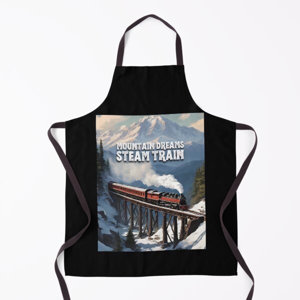 Item preview, Mountain dreams steam train steam train crossing a towering trestle bridge against the backdrop of a majestic mountain rang designed and sold by TrainJourney.