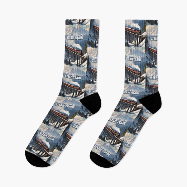 Item preview, Mountain dreams steam train steam train crossing a towering trestle bridge against the backdrop of a majestic mountain rang designed and sold by TrainJourney.