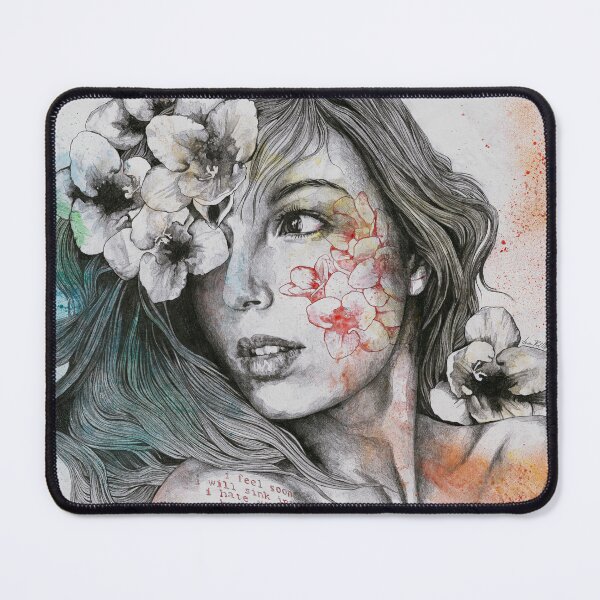Item preview, Mascara | woman face drawing with white flowers designed and sold by Marco Paludet.