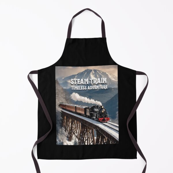 Item preview, Steam train timeless adventure steam train crossing a towering trestle bridge against the backdrop of a majestic mountain rang designed and sold by TrainJourney.