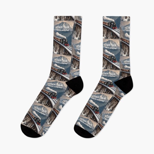 Item preview, Steam train timeless adventure steam train crossing a towering trestle bridge against the backdrop of a majestic mountain rang designed and sold by TrainJourney.