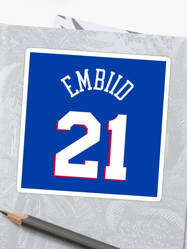 Joel Embiid Jersey Sticker By Csmall96 Redbubble