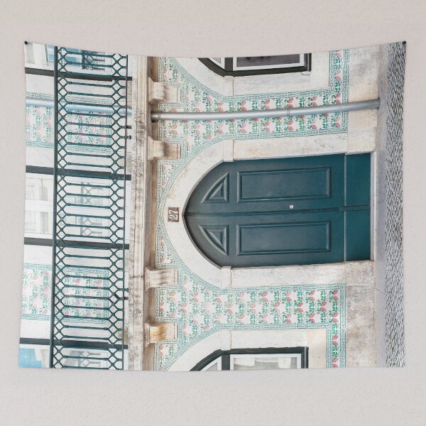 Item preview, The green door nr 27 in Alfama, Lisbon, Portugal - vintage street and travel photography designed and sold by Christa Stroo Photography.