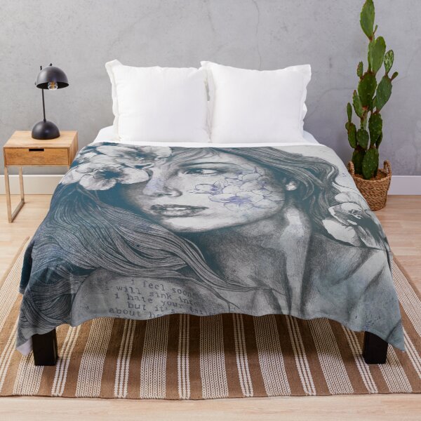 Item preview, Mascara blue | woman face drawing with white flowers designed and sold by Marco Paludet.
