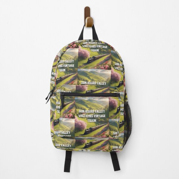 Item preview, Sun-kissed valley welcomes vintage train traveling through dazzling light of a sunlit valley, with rolling hills and blooming meadows stretching as far as the eye can see. designed and sold by TrainJourney.